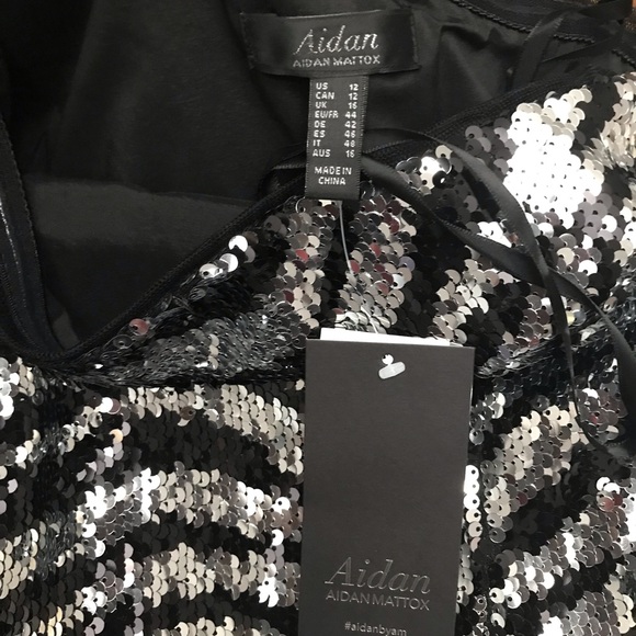 Aidan by Aidan Mattox
One-Shoulder Zebra Sequin Mini Dress - Picture 6 of 11